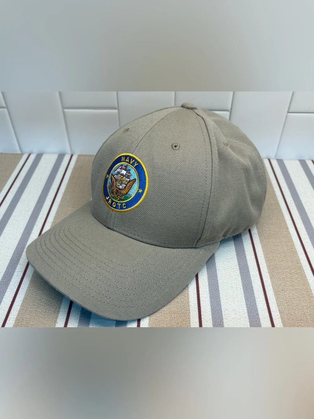 Vanguard Navy JROTC Baseball Cap Mens OS Beige Embroidered Patch Adjustable
